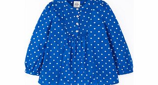 Mini Boden Printed Pintuck Top, Fountain Blue Spot 34208421