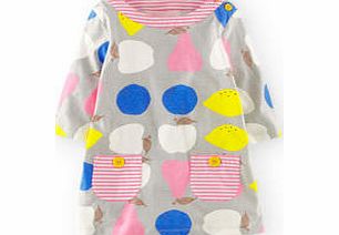 Mini Boden Printed Tunic, Light Grey Fruit Bowl,Soft Navy