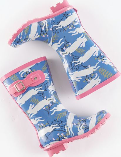 Mini Boden, 1669[^]34920140 Printed Wellies Coastal Blue Country Hare Mini