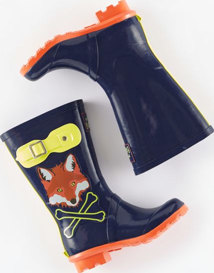 Mini Boden Printed Wellies Navy/Fox Mini Boden, Navy/Fox