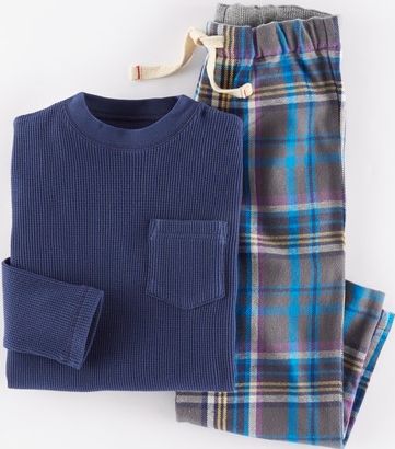 Mini Boden Pyjama Set Navy/Grey Check Mini Boden, Navy/Grey