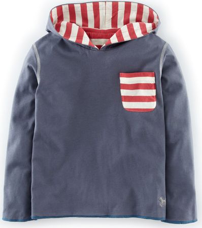 Mini Boden, 1669[^]34527093 Reversible Hooded T-shirt Slate/Sail Red Mini