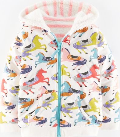 Mini Boden, 1669[^]35132059 Reversible Teddy Zip Through Multi Winter Ponies