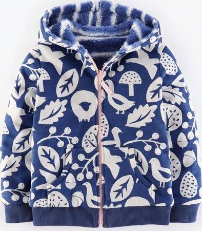 Mini Boden Reversible Teddy Zip Through Soft Navy Shetland