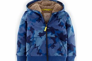 Mini Boden Shaggy Lined Hoody, Blue Britoflage,Slate Big