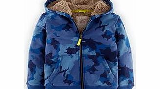 Mini Boden Shaggy Lined Hoody, Blue