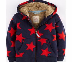 Mini Boden Shaggy Lined Hoody, Navy/Rockabilly Star,Jade