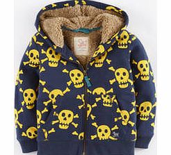 Mini Boden Shaggy Lined Hoody, Storm Skulls,Jade Green