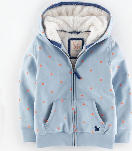 Mini Boden Shaggy Lined Zip Through Winter Sky/Flamingo