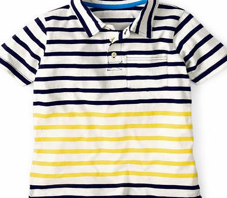 Mini Boden Slub Jersey Polo Navy/Ecru/Yellow Mini Boden,