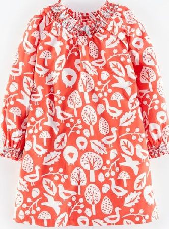 Mini Boden Smocked Printed Dress Washed Red Shetland Mini