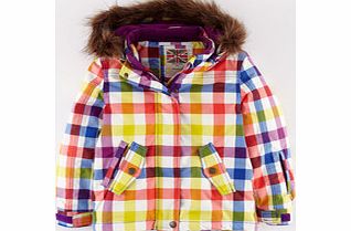 Mini Boden Snow Jacket, Multi Check,Bright Blue Sixties