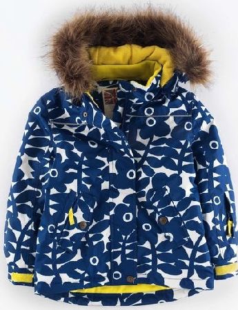 Mini Boden Snow Jacket Royal Blue Flower Stamp Mini Boden,