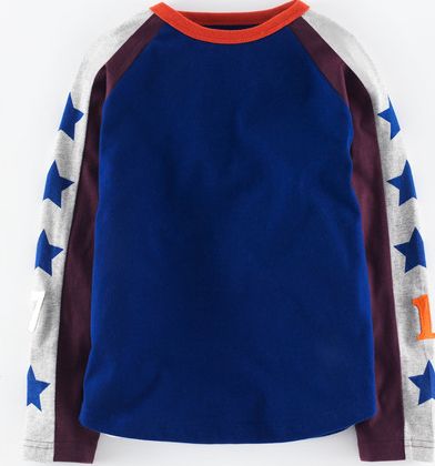 Mini Boden, 1669[^]34976399 Sports Raglan T-shirt Indigo/Aubergine Mini