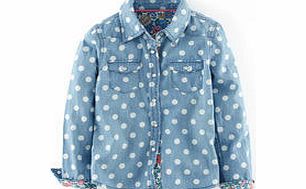 Mini Boden Spotty Denim Shirt, Light Denim Spot 34605121