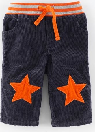 Mini Boden Star Patch Cord Trousers Thunder/Satsuma Stars