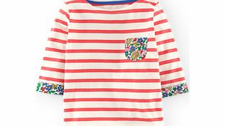 Mini Boden Stripy Boat Neck, Snowdrop/Hot