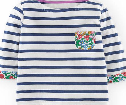 Mini Boden Stripy Boat Neck, Snowdrop/Soft Navy 34516880