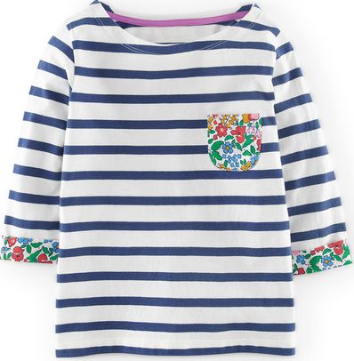 Mini Boden Stripy Boat Neck Snowdrop/Soft Navy Mini Boden,