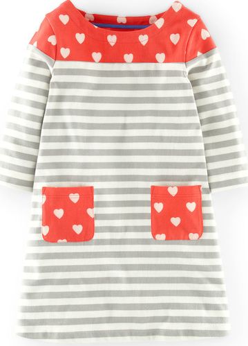 Mini Boden Stripy Hotchpotch Dress Coral Mini Boden, Coral