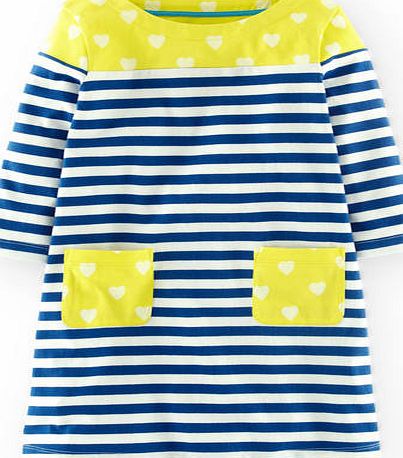 Mini Boden Stripy Hotchpotch Dress Sherbet Lemon Sweetheart