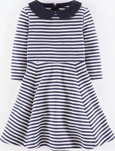 Mini Boden Stripy Skater Dress Navy Stripe Mini Boden, Navy