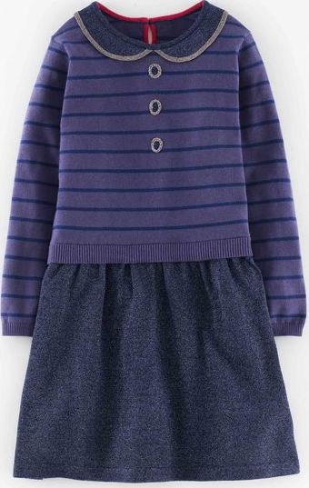 Mini Boden Stripy Sparkle Knitted Dress Grey Mini Boden,