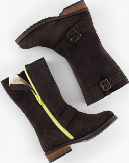 Mini Boden Suede Buckle Boots Chocolate Mini Boden,