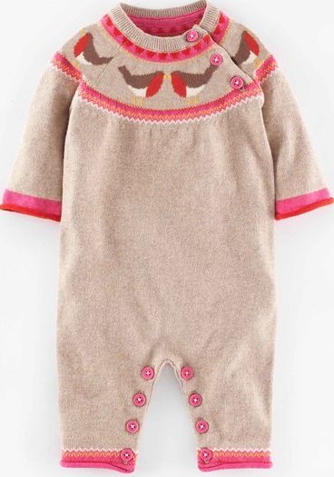 Mini Boden, 1669[^]35121342 Super Soft Knitted Romper Oatmeal Marl/Robin