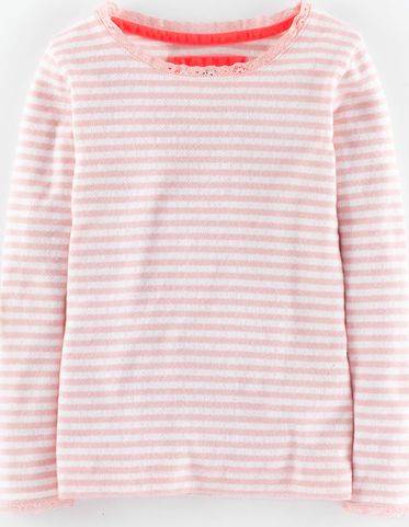 Mini Boden, 1669[^]35010859 Super Soft Pointelle T-shirt Blush Stripe Mini