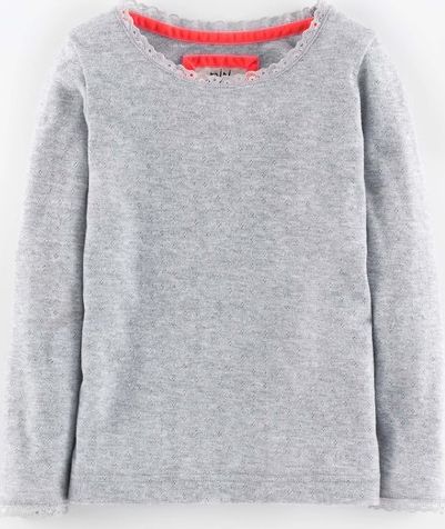 Mini Boden, 1669[^]35010578 Super Soft Pointelle T-shirt Grey Mini Boden,