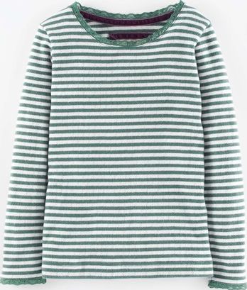 Mini Boden, 1669[^]35010677 Super Soft Pointelle T-shirt Sage Stripe Mini