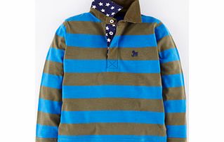 Mini Boden Super Soft Polo, Khaki/Electric Blue,Bright