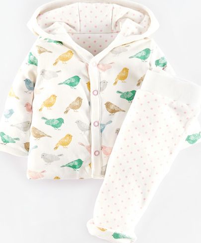 Mini Boden, 1669[^]35220326 Super Soft Reversible Set Birds/Blush Spot Mini