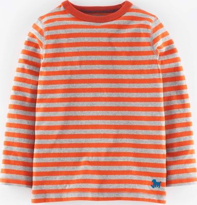 Mini Boden, 1669[^]34957399 Super Soft T-shirt Grey Marl/Orange Mini Boden,