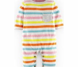 Mini Boden Supersoft Stripy Romper, Rainbow