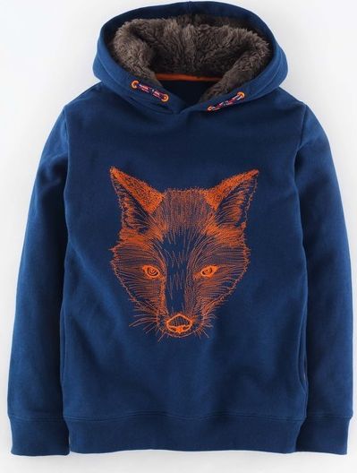 Mini Boden, 1669[^]34920215 Superstitch Logo Hoody Cadet Blue/Techno Orange