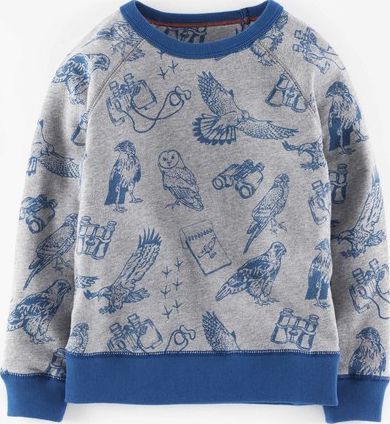 Mini Boden, 1669[^]34921635 Sweatshirt Grey Marl Bird Watching Print Mini