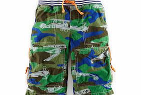 Mini Boden Techno Shorts, Broccoli Aviator,Acid Orange