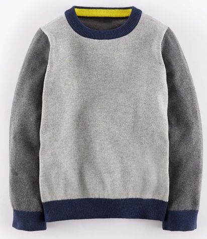 Mini Boden The Jumper Grey Melange Colourblock Mini Boden,