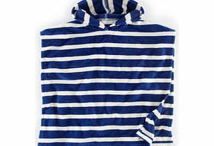 Mini Boden Towelling Poncho, Navy Ecru Stripe 34733345