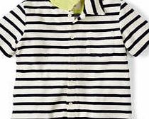 Mini Boden Towelling Shirt, Ecru/Navy Stripe 34735456