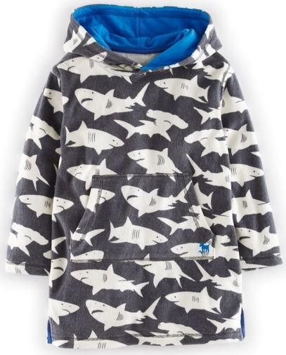 Mini Boden, 1669[^]34485045 Towelling Throw-on Grey/Ecru Giant Sharks Mini