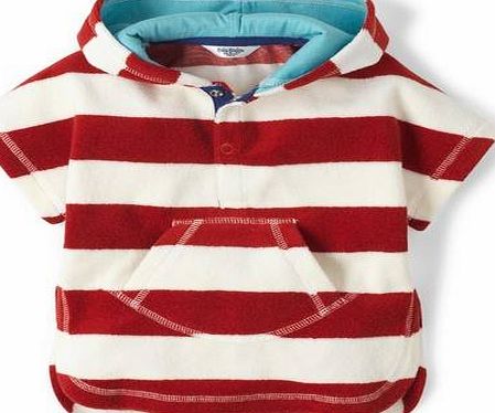 Mini Boden Towelling Throw-on, Red/Ecru Stripe 34489823