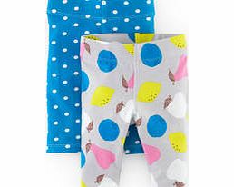 Mini Boden Twin Pack Leggings, Grey Fruit/Polka Blue