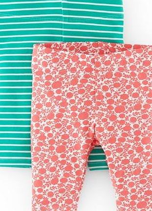 Mini Boden Twin Pack Leggings Pink Ditsy/Soft Green Stripe