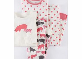 Mini Boden Twin Pack Long Johns, Peony Spotty Pig/Spot,Pink