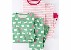 Mini Boden Twin Pack Long Johns, Pistachio Stripy