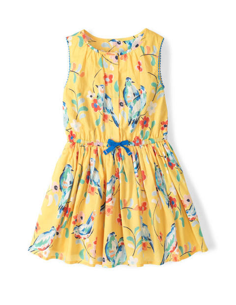 Mini Boden Twirly Dress Sunflower Painted Birds Mini Boden,