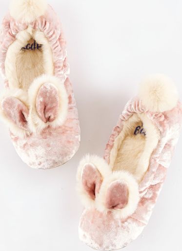 Mini Boden Velvet Bunny Slippers Blush Mini Boden, Blush